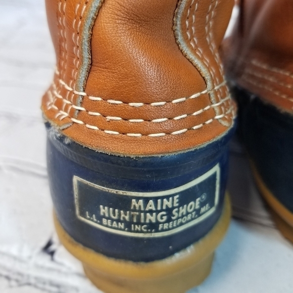 LL BEAN Boots blue rubber leather 6 - Picture 7 of 13